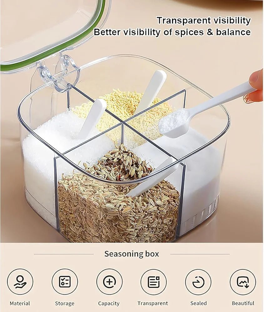 4 Section Transparent Spice Box
