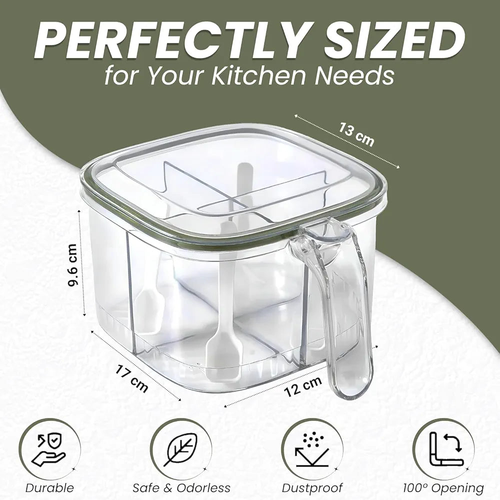 4 Section Transparent Spice Box